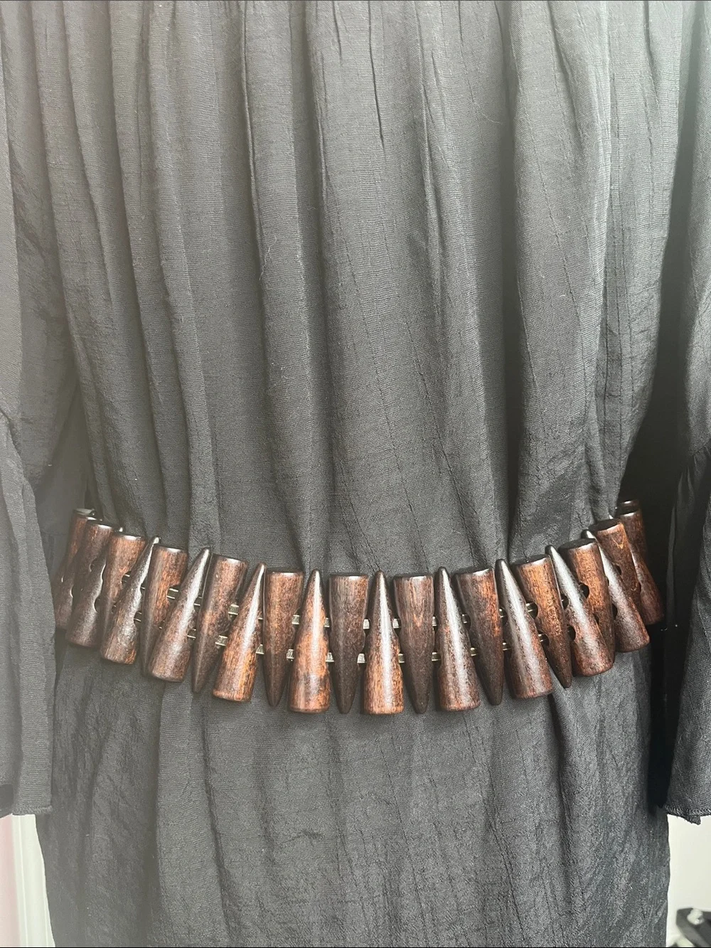 Wood Spike Belt Brown Statement Piece Nordic Bandolier Witch Belt